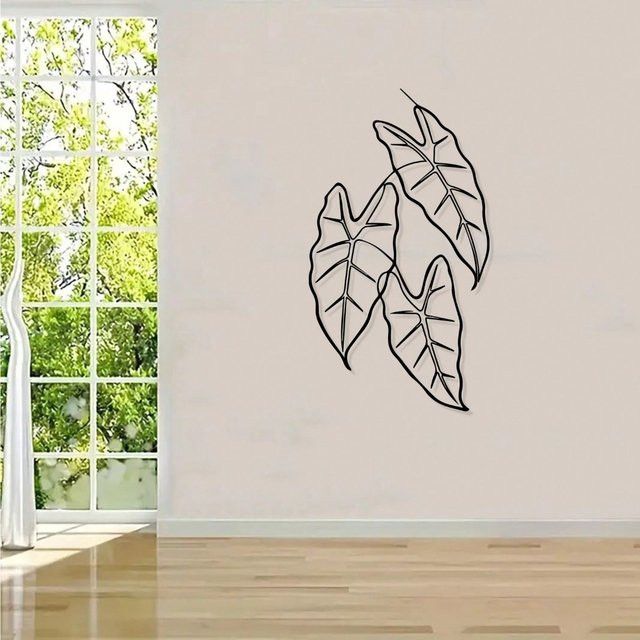CIFBUY Vintage Wandkunst aus Metall Monstera-Blatt Botanische Wanddekoration Schwarz - Bild 1
