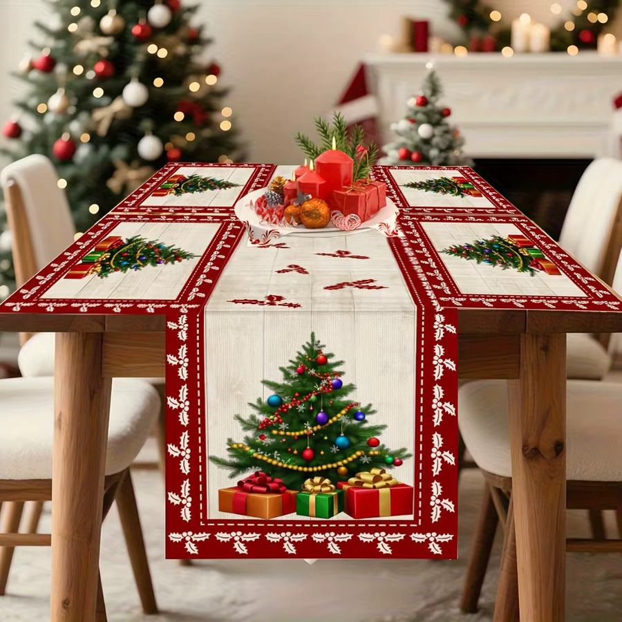 JIT Tischläufer Weihnachtsbaum-Design in Rot, rechteckig, klassisch und charmant - Bild 4