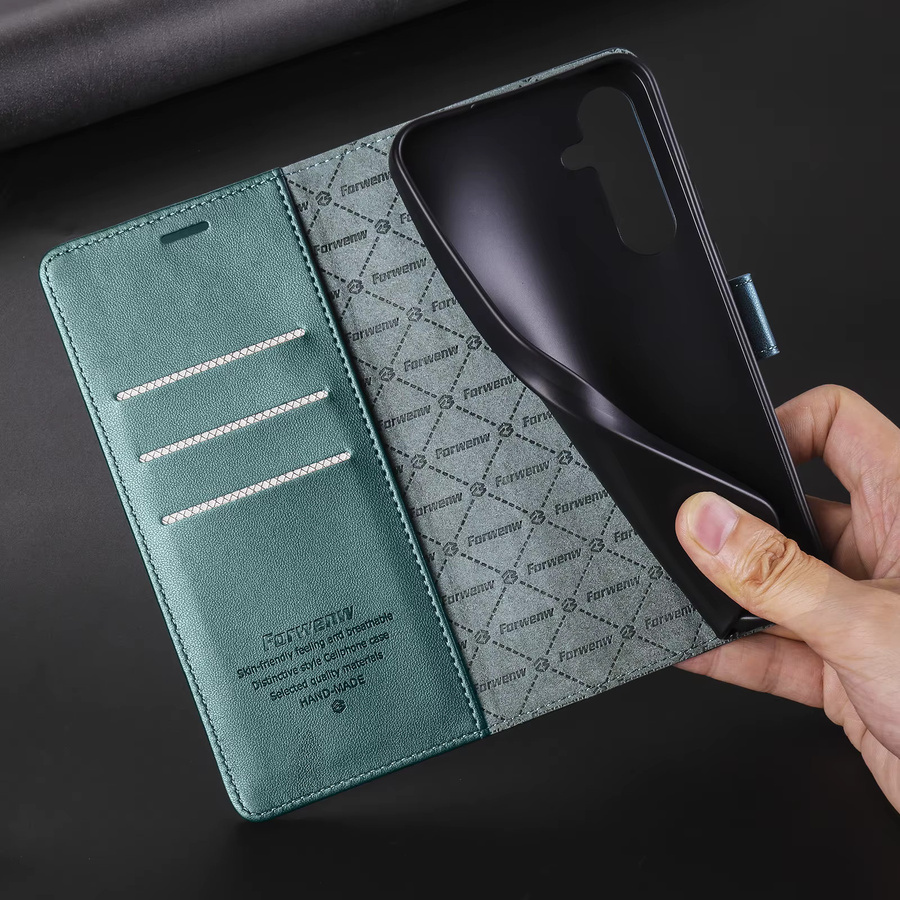 Luxus Retro Brieftasche und Handyhülle aus Leder für Samsung Galaxy A15 A25 A35 A55 A16 A36 A56 in Grün - Bild 3