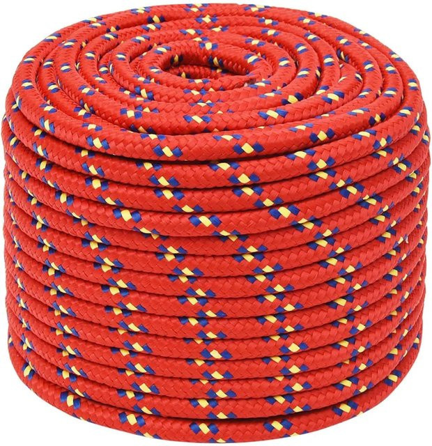 vidaXL Bootsseil aus Polypropylen in Rot, Durchmesser: 12 mm, Länge: 100 m - Bild 1