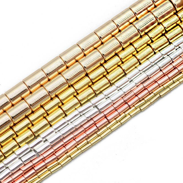 Perlen Hämatit, Zylinder, Rose Gold, Naturstein, Unisex - Bild 1