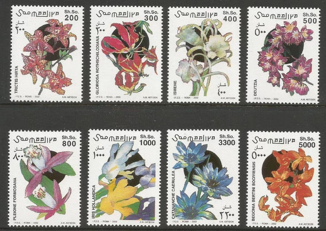 Somalia Post Briefmarken Set 2002 Orchidee 8 Teile MNH mehrfarbig - Bild 1