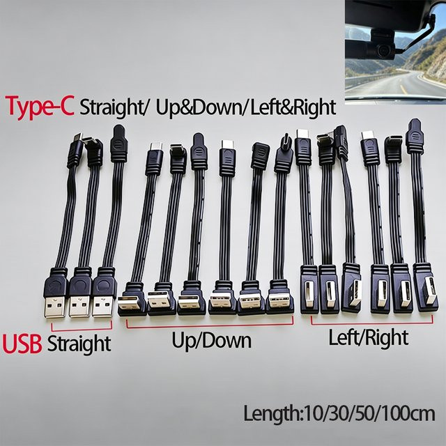 JCD USB-C auf USB-C Lade- und Datenübertragungskabel mit flexiblem 90-Grad-Winkel in Schwarz - Bild 1