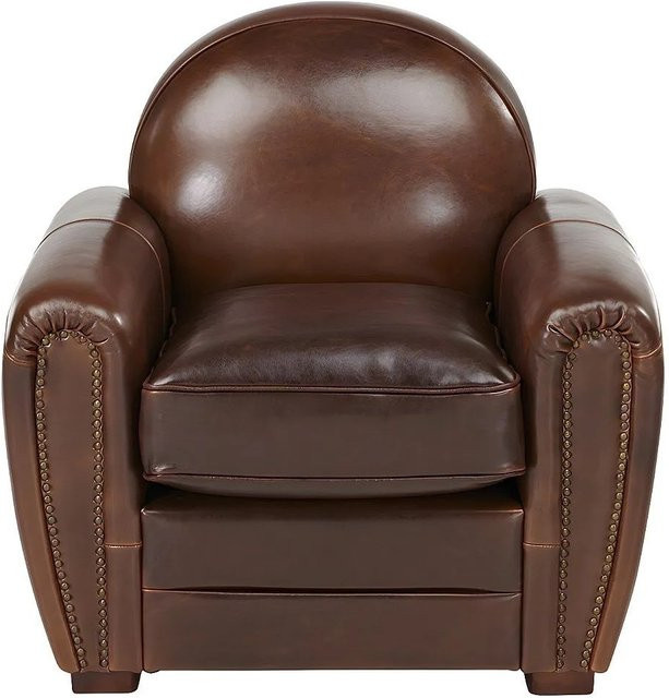 Vente-unique Sessel Baudoin aus Rindsleder in Schokobraun mit gerader Rückenlehne und Armlehnen, Breite: 90 cm, Tiefe: 85 cm, Höhe: 84 cm - Bild 1
