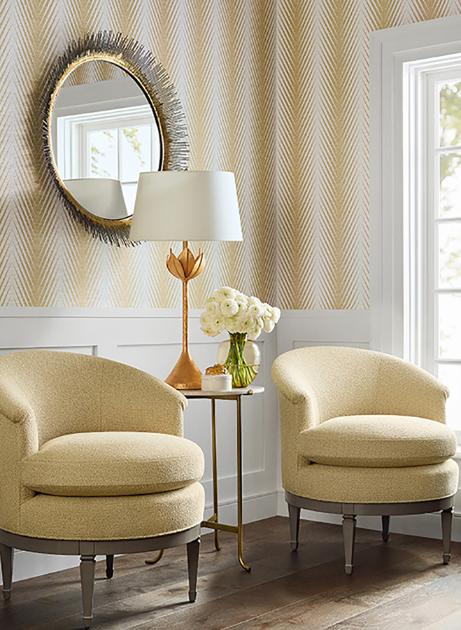 Thibaut Tapete Viva in Gold und Gelb mit botanischem und abstraktem Design - Bild 1