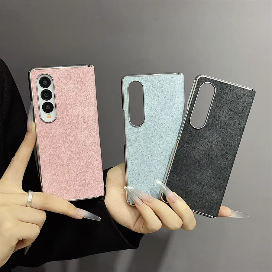 Retro-Handyhülle aus mattem Leder mit magnetischer Scharnierbeschichtung für Samsung Galaxy Z Fold 7, 6, 5, 4, MagSafe Wireless Charging kompatibel, Schwarz - Bild 3