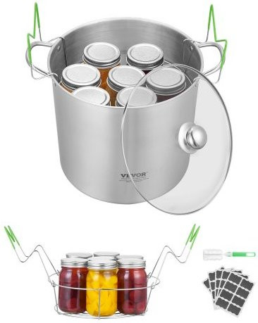 VEVOR Einkochtopf aus Edelstahl mit Gestell und Glasdeckel, silber, 19,86 l - Bild 1