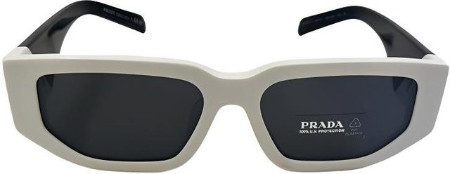 Prada 0PR09ZSF1425S055 Sonnenbrille, Unisex, Vollrand, rechteckig, weiß, Kunststoff - Bild 1