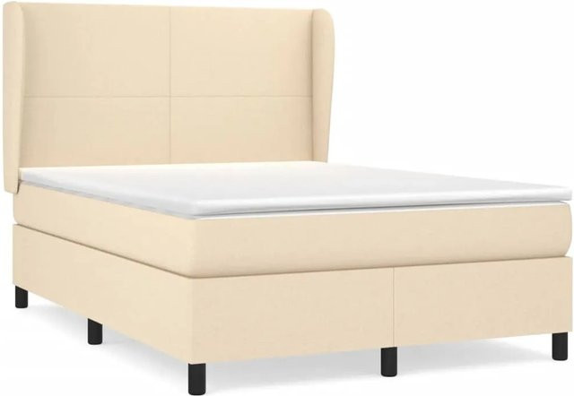 vidaXL Boxspringbett Hybrid mit Matratze und Taschenfederkern in Beige, B/T: 140 x 200 cm - Bild 1