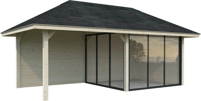 Palmako Pavillon Bianca Set 205 Slide aus Fichtenholz in Braun mit transparenten ESG-Verglasung B/H/T: 588 x 319 x 300 cm - Bild 1
