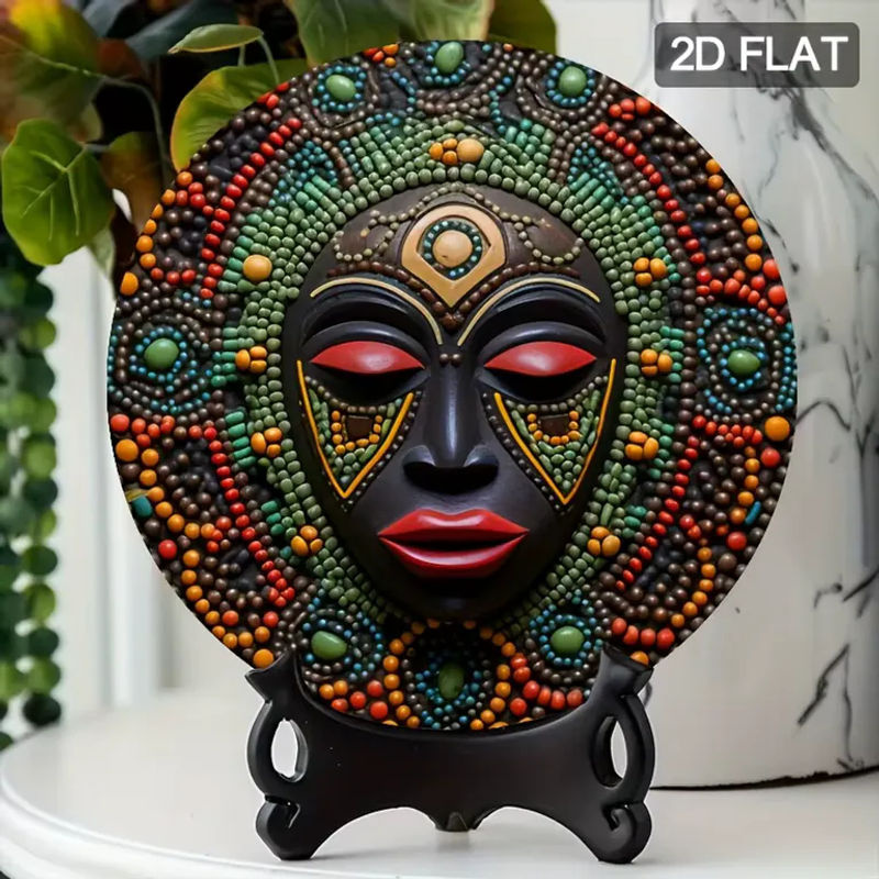 CIFBUY Stammesmasken Wanddekoration aus Metall mit bunten Perlen in Bohemian-Stil, mehrfarbig - Bild 5