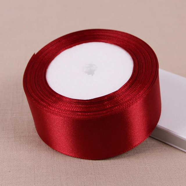 Weinrotes einseitiges Satinband für Geschenkverpackungen und zum Nähen, 25 Yards pro Rolle - Bild 1