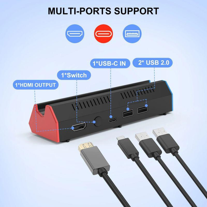 VAORLO Tragbare Lade Docking Station Basis mit 4K HDMI und USB-C für Nintendo Switch und Switch OLED - Bild 2