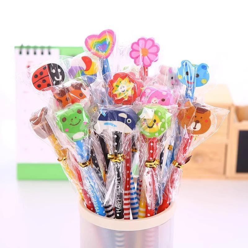 40 Stück Allbestart HB Holzbleistifte mit Zeichentier-Motiv und Radiergummi in Multicolour für Schüler - Bild 1