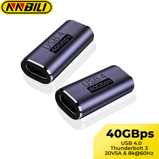 NNBILI USB4.0 Thunderbolt 3 auf USB-C Buchse Koppler Adapter für 40 Gbit/s Datenübertragung und 8K 4K Video - Bild 1
