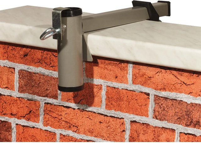 Videx Garden Sonnenschirmhalter Typ M für Mauerbrüstung aus Aluminium und Stahl in Grau, Durchmesser: 25 mm - Bild 1