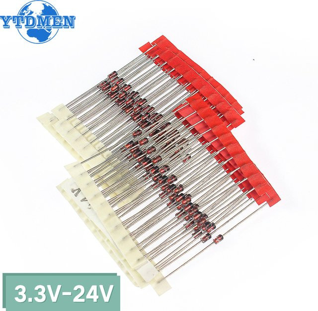 YTDMEN Zener Diode Kit 140 Stück mit 14 Werten von 3,3V bis 24V 1W Spannungsregler Dioden Set - Bild 1