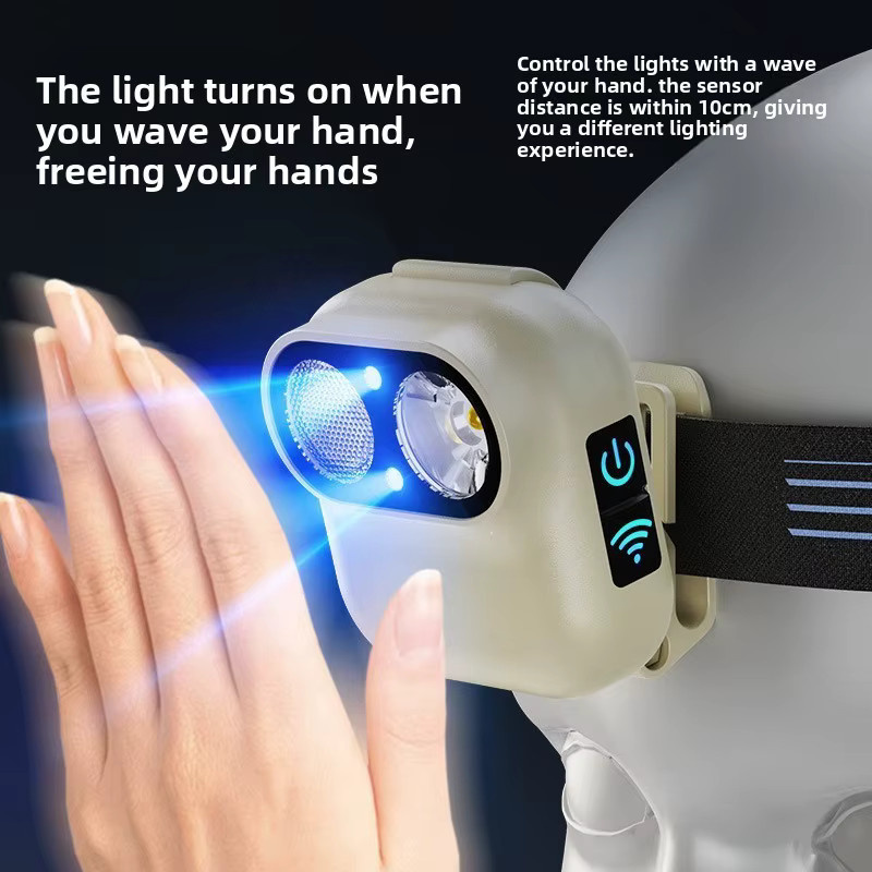 QHSPE Smart Sensor Stirnlampe mit Bewegungssensor, wiederaufladbare Mini-Clip-on Kappenlampe in Schwarz für Nachtangeln und Sport - Bild 3