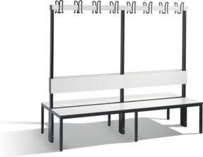 C+P Garderobenbank Basic Plus doppelseitig mit Rückenlehne, Gestell Schwarzgrau und Dekor Weiß, H: 165,0 cm, B: 196,0 cm, T: 76,0 cm - Bild 1