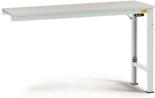 Manuflex LU8133.7035 ESD Universal Spezial Anbautisch mit Kautschukplatte, grau/weiß, B/T/H: 200 x 120 x 72,2-102,2 cm - Bild 1