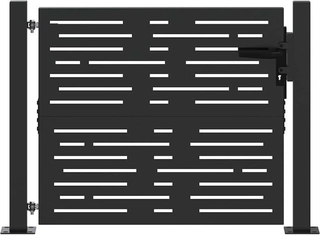 vidaXL Gartentor Schwarz aus pulverbeschichtetem Stahl B/H: 100 x 100 cm - Bild 1