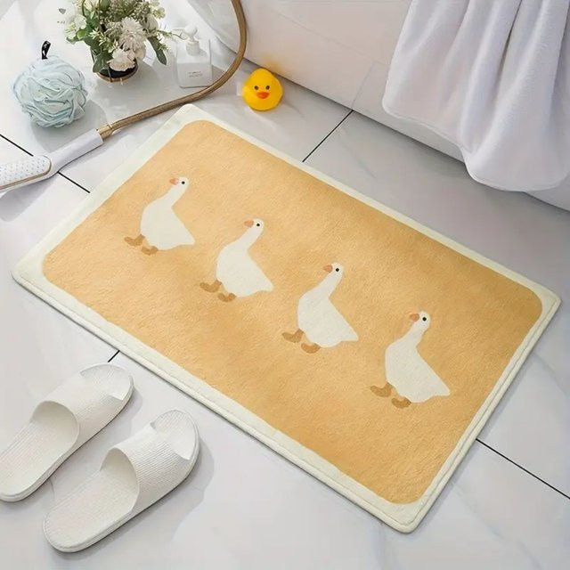 VIKAMA Cartoon-Enten-Teppich rutschfest und saugfähig für Badezimmer und Eingangsbereich B: 60 cm, T: 40 cm - Bild 1
