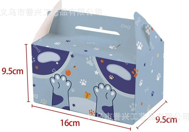 Bluey Thema Kuchenverpackungsbox aus weißer Karte für Partydekorationen in Blau, Orange und Weiß - Bild 1