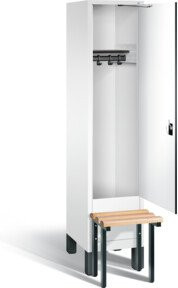 C+P Garderobenschrank Evolo mit Front in Weiß, Korpus in Verkehrsweiß und schwarzgrauem Gestell, H x B x T: 185 x 42 x 81,5 cm - Bild 1