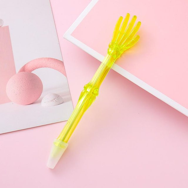 Kreativer Fingerknochen-Kugelschreiber in Grün im Schere Stein Papier Design für Büro und Schule - Bild 1