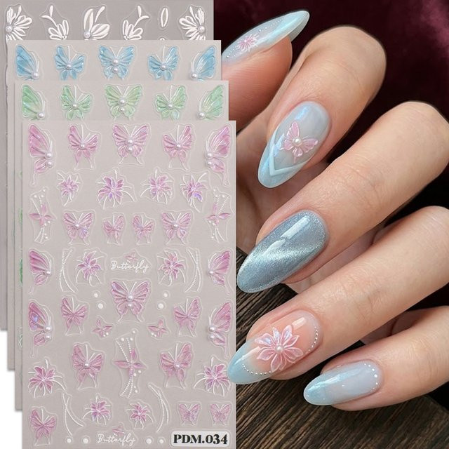 QIANJIKU Nagelsticker, 3D Blütenblatt-Nagelkunst, Blumen-Prägung - Bild 1