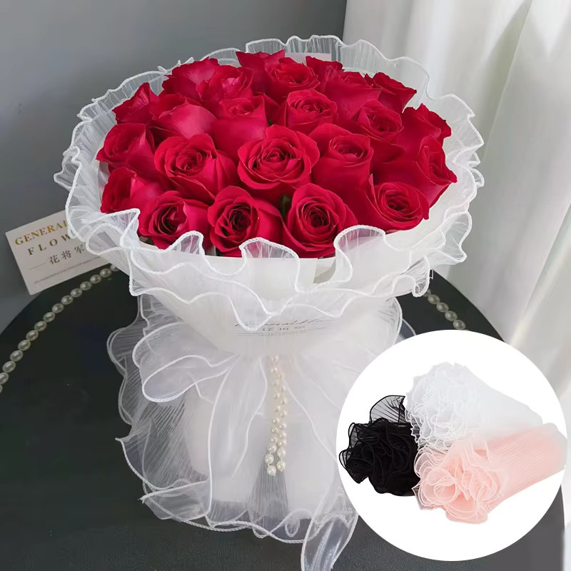 Tulip Rose Pearl Mesh Tüllrolle zur Geschenkverpackung für Blumensträuße und Ballons - Bild 2