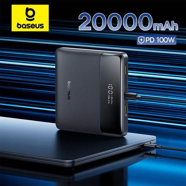 Baseus Blade H1 Powerbank 20000mAh mit 100W Schnellladung, PD und QC, 2 x USB-A und 2 x USB-C, Schwarz - Bild 2
