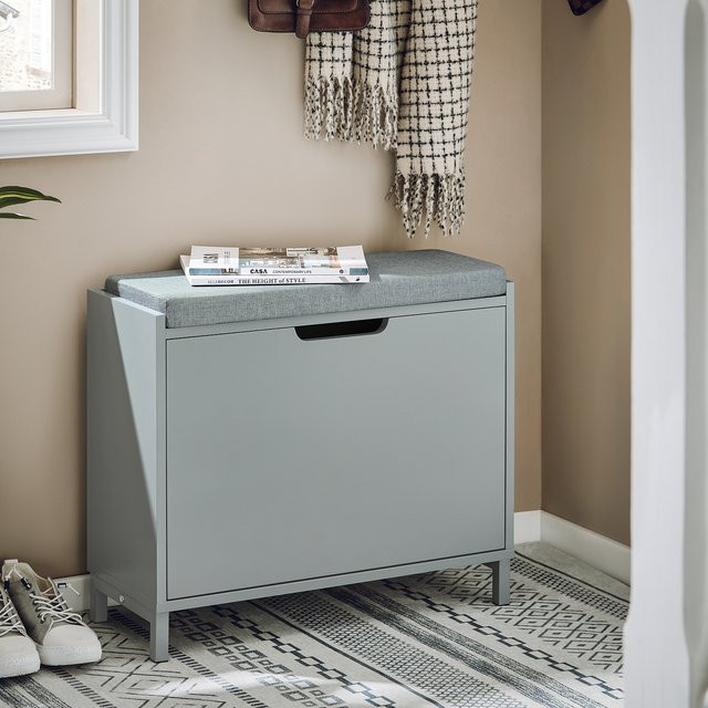 SoBuy Schuhbank FSR151-K Schuhschrank mit Sitzkissen und Klappe in Schwarz, belastbar bis 113 kg - Bild 1