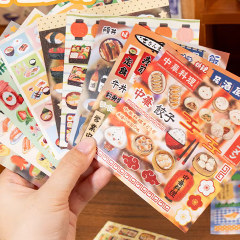 Mr. Paper Vintage-Stil Aufkleberbuch mit japanischem Lebensmittel-Motiv, 30 Stück, Mehrfarbig - Bild 1