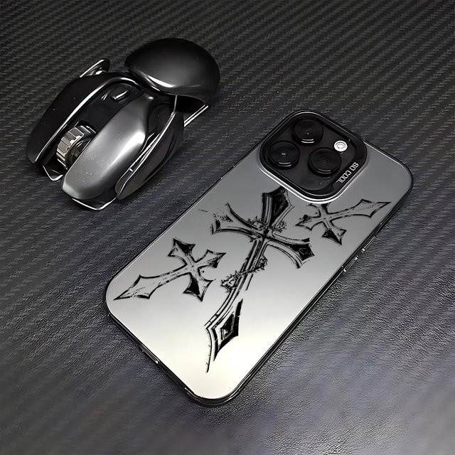 Gotische Handyhülle mit Kreuz-Design für Samsung Galaxy A-Serie in Schwarz Matt (kompatibel mit A06, A15, A16, A17, A24, A25, A26, A34, A35, A36, A54, A55, A56 4G/5G) - Bild 1