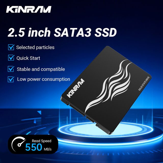 KinRam 2.5 Zoll SATA3 SSD für Laptop und Desktop PC in Schwarz - Bild 1