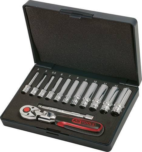 KS Tools 1/4 Zoll CHROMEplus Steckschlüsselsatz 918.0613, 13-teilig, Silber - Bild 1