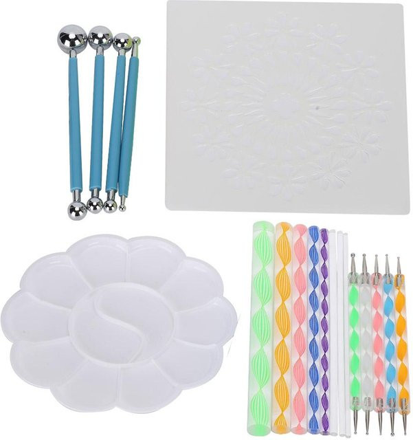 GoolRC Mandala Punktierwerkzeug Set mit 20 Stück für DIY Kunst, Steine und Schablonen, weiß und mehrfarbig - Bild 1