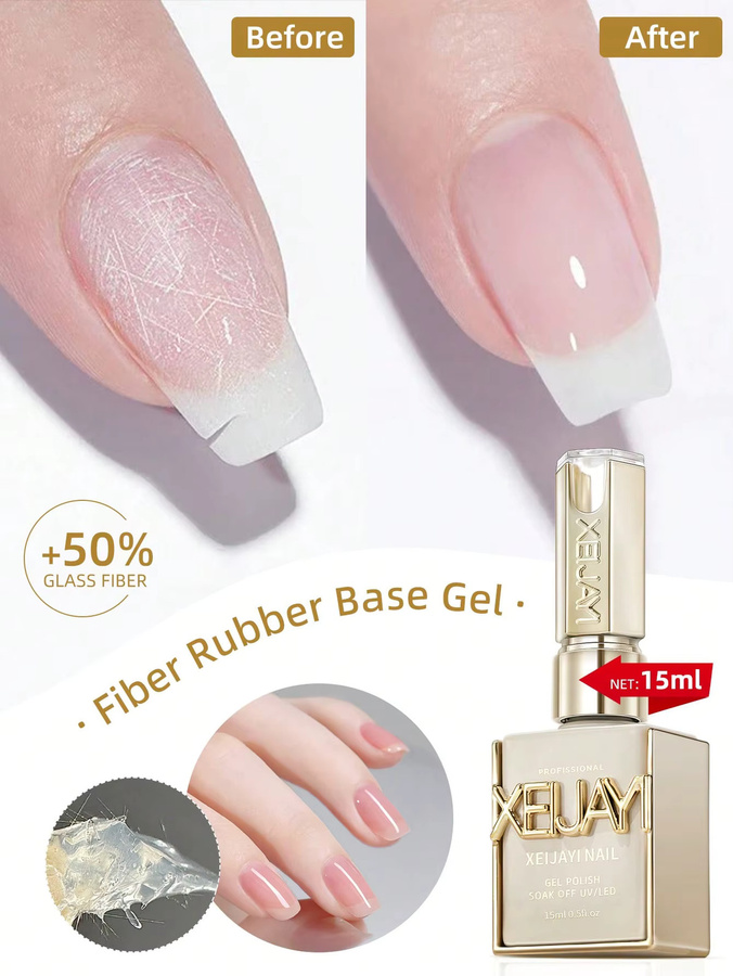 XEIJAYI Faser-Gummi-Basisgel zur Nagelstärkung, Glänzend, 2 Stück - Bild 2