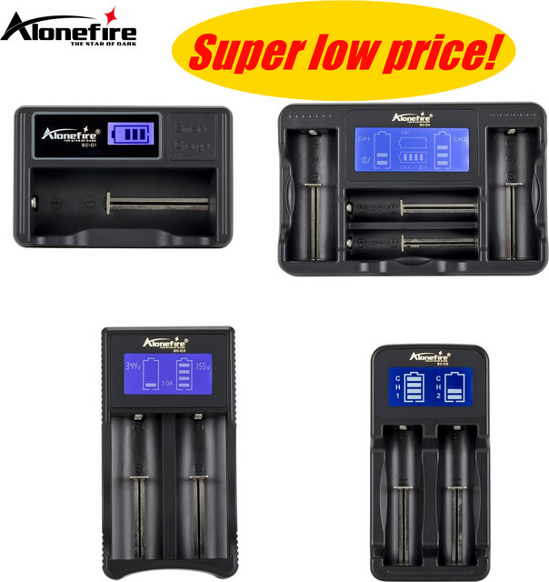 Alonefire LCD USB-Ladegerät für 3,7V Li-Ionen-Akkus, Schwarz - Bild 1