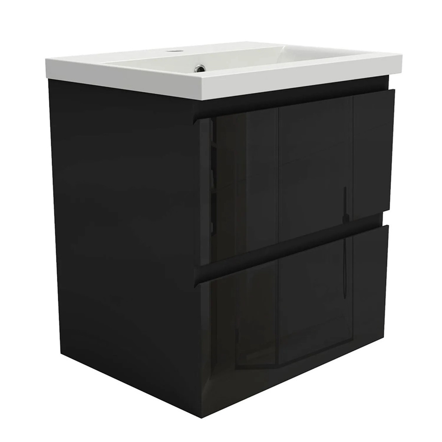 Duschparadies Waschtisch Zwenia 2-teilig aus Keramik und MDF in Schwarz Hochglanz B: 50 cm, H: 38,5 cm, T: 25,2 cm - Bild 2