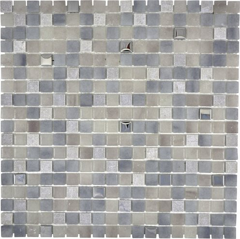 HuH Mosaikfliese Lope in Grau, Glas und Naturstein, Glänzend, B/L: 30 x 30 cm - Bild 1