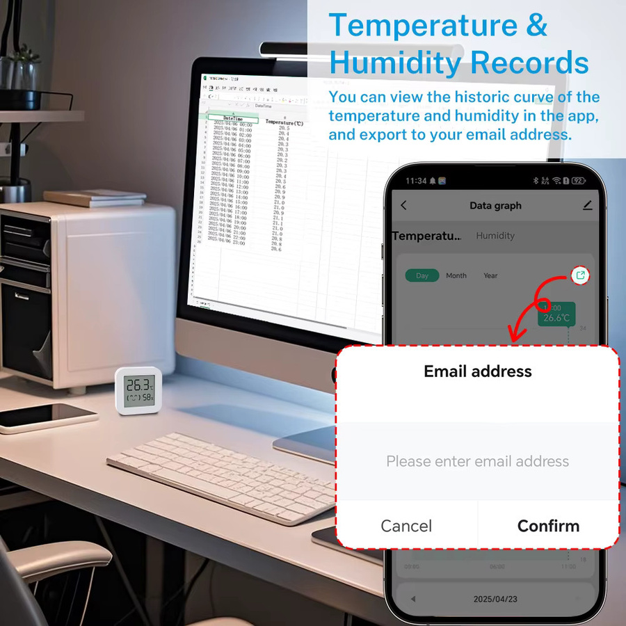 Tuya Mini Zigbee Thermometer Hygrometer Temperatur und Feuchtigkeit Sensor in Weiß für Smart Home Integration mit Alexa und Yandex - Bild 4