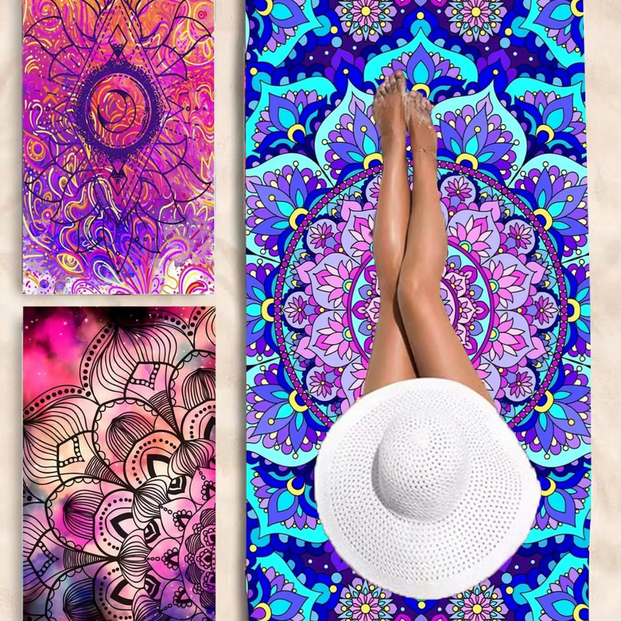 Saugfähiges und schnell trocknendes Strandtuch im Boho-Design mit Grafikprint, Mehrfarbig - Bild 2