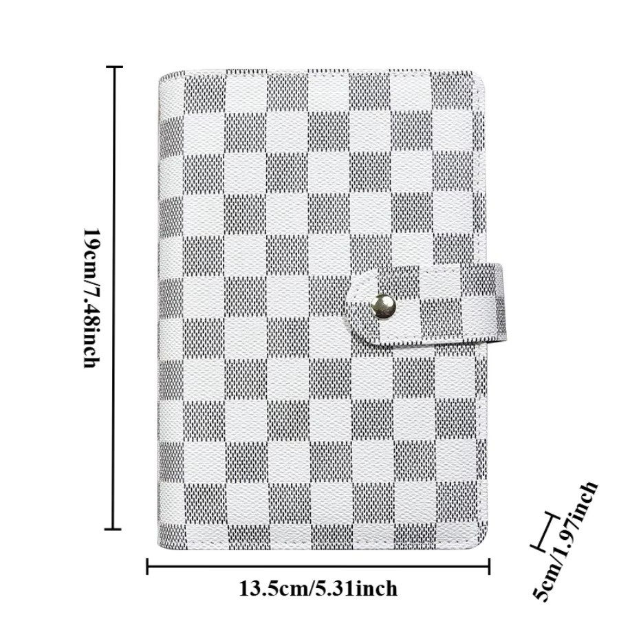 KUNLUO A6 Macaron Notizblock aus Leder mit kariertem Design in Braun - Bild 2