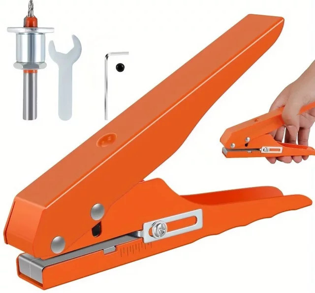 Handgehaltener Einzelkreis-Lochstanzer mit Begrenzungskegelbohrer und verstellbarer Schraubenabdeckung, 5/16 Zoll, Orange - Bild 1