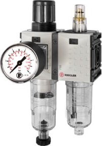 Riegler Futura-mini PC-Behälter 2-teilig, Standardmano, G 1/4, 0,5-10 HA, Silber - Bild 1