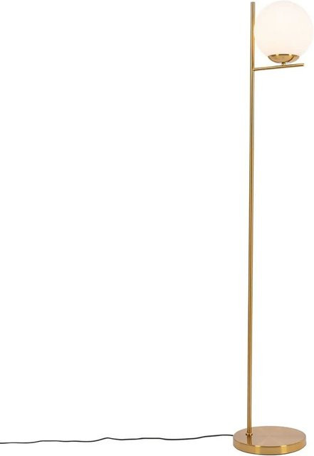 QAZQA Art Deco Stehlampe Flore in Gold mit Opalglas, Höhe: 230 cm - Bild 1