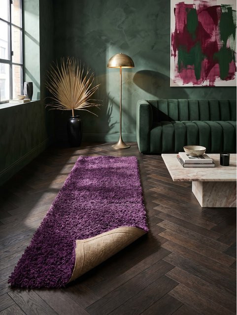 Hochflorteppich RHEIN von Kadima Design, einfarbig, Violett, Breite: 80 cm, Tiefe: 250 cm, Höhe: 30 cm - Bild 1