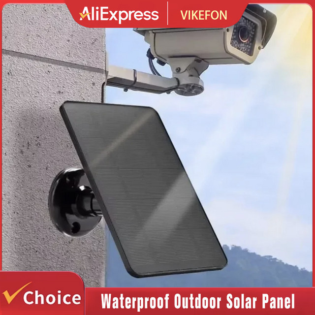 VIKEFON Solarpanel 10 W mit USB-C Anschluss in Schwarz für Überwachungskameras und Lichtsysteme - Bild 1